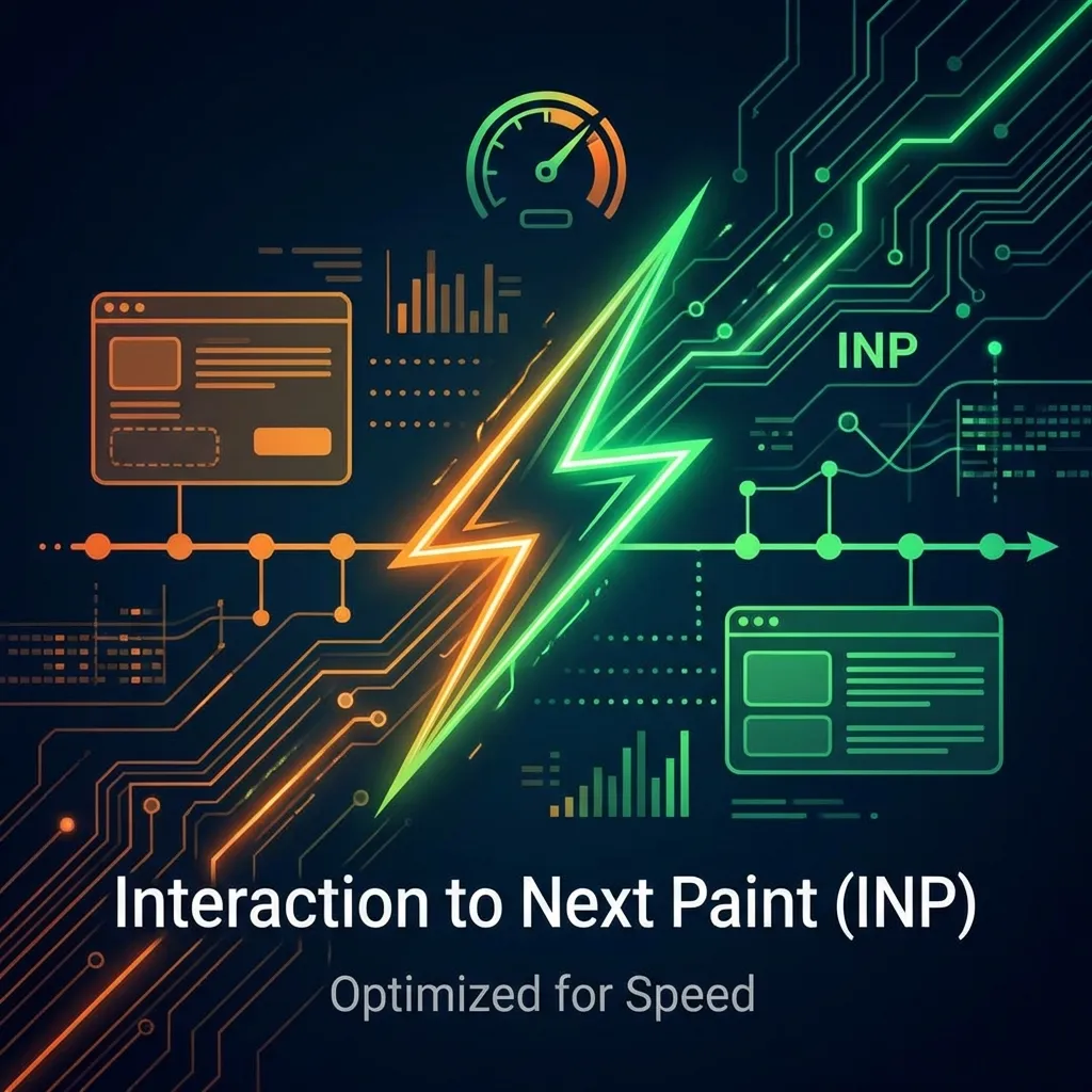 Performance metrics dashboard showing Interaction to Next Paint (INP) measurements and optimization strategies